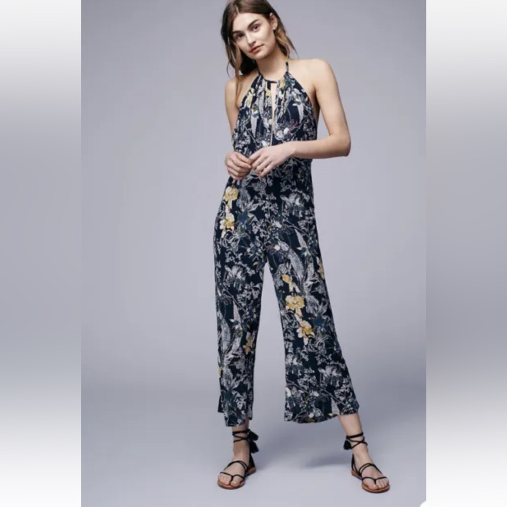 Free People Twisted Halter Floral Pattern Romper Jumpsuit EUC Size - 2